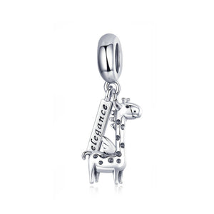 925 Sterling Silver Giraffe Charm Bead Fits Pandora Charm Bracelet Pendant