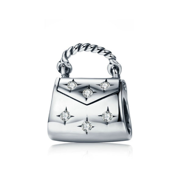 925 Sterling Silver Bag Charm Bead Fits Pandora Charm Bracelet Pendant