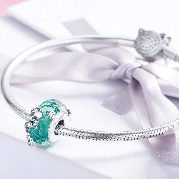 925 Sterling Silver Green Mermaid Charm Bead Fits Pandora Charm Bracelet Pendant