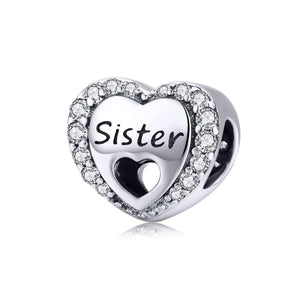 925 Sterling Silver Sister Charm Bead Fits Pandora Charm Bracelet Pendant