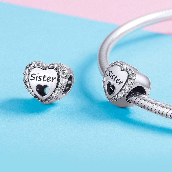 925 Sterling Silver Sister Charm Bead Fits Pandora Charm Bracelet Pendant