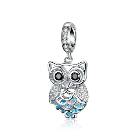 925 Sterling Silver Owl Charm Bead Fits Pandora Charm Bracelet Pendant