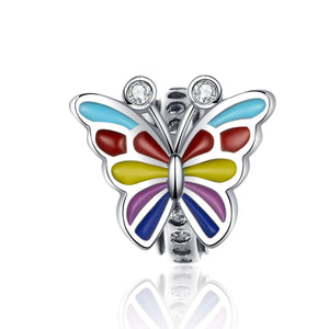 925 Sterling Silver Colorful Butterfly Charm Bead Fits Pandora Charm Bracelet Pendant