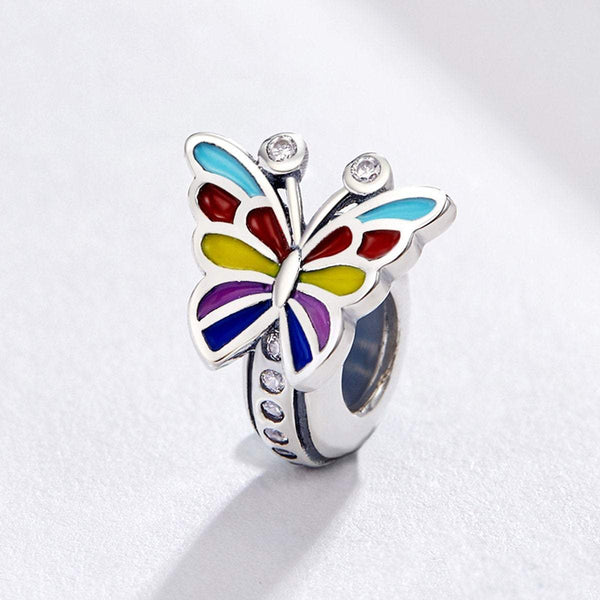 925 Sterling Silver Colorful Butterfly Charm Bead Fits Pandora Charm Bracelet Pendant