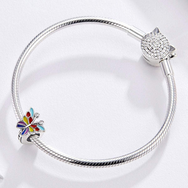 925 Sterling Silver Colorful Butterfly Charm Bead Fits Pandora Charm Bracelet Pendant