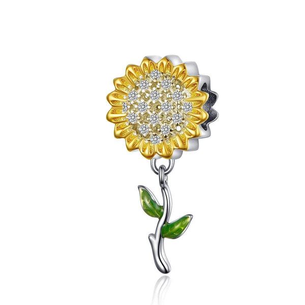 925 Sterling Silver Sunflower Charm Bead Fits Pandora Charm Bracelet Pendant