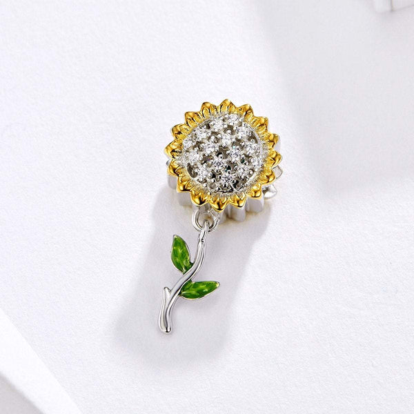925 Sterling Silver Sunflower Charm Bead Fits Pandora Charm Bracelet Pendant