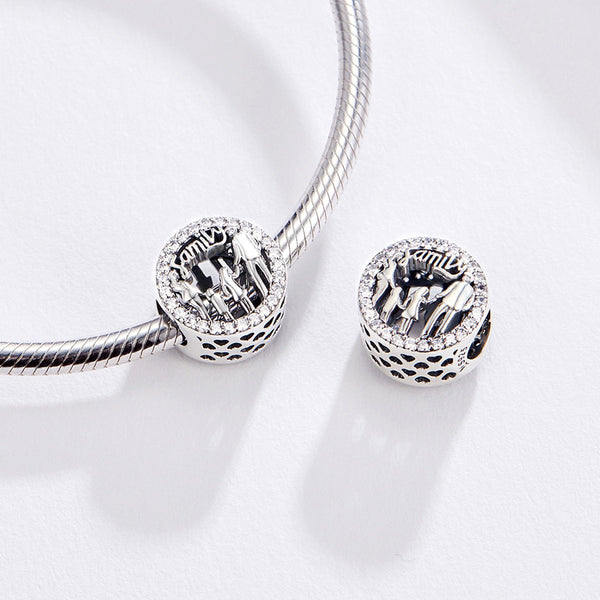 925 Sterling Silver Family Charm Bead Fits Pandora Charm Bracelet Pendant