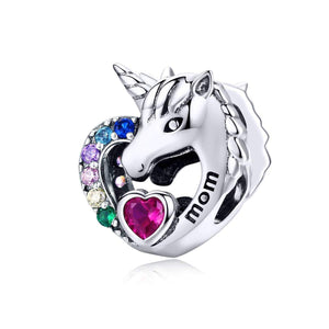 925 Sterling Silver Unicorn for Mom Charm Bead Fits Pandora Charm Bracelet Pendant