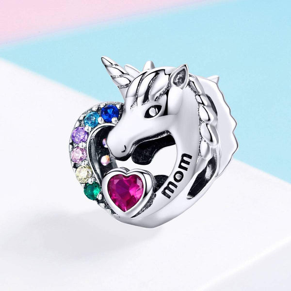 925 Sterling Silver Unicorn for Mom Charm Bead Fits Pandora Charm Bracelet Pendant