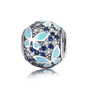 925 Sterling Silver Blue Butterfly Charm Bead Fits Pandora Charm Bracelet Pendant