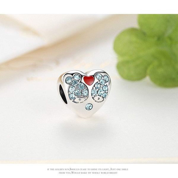 925 Sterling Silver Fish Fall in Love Charm Bead Fits Pandora Charm Bracelet Pendant