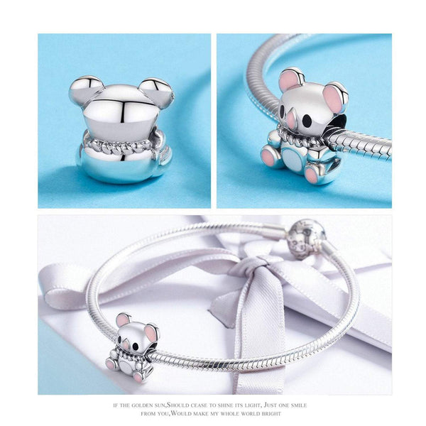 925 Sterling Silver Koala Charm Bead Fits Pandora Charm Bracelet Pendant