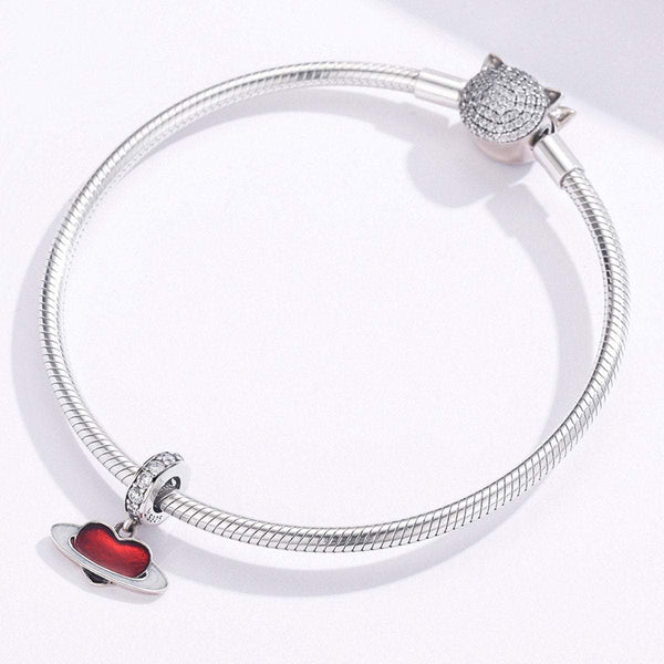 925 Sterling Silver Enamel Red Heart Charm Bead Fits Pandora Charm Bracelet Pendant