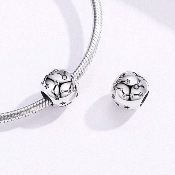 925 Sterling Silver Zodiac Charm Bead Fits Pandora Charm Bracelet Pendant