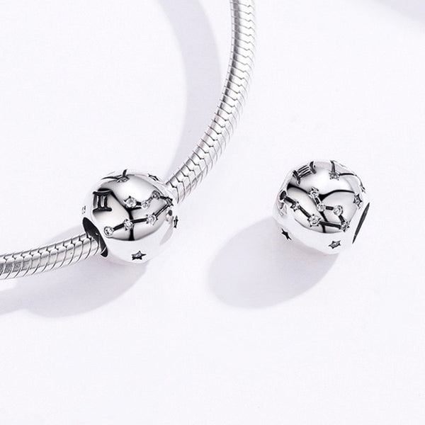 925 Sterling Silver Zodiac Charm Bead Fits Pandora Charm Bracelet Pendant