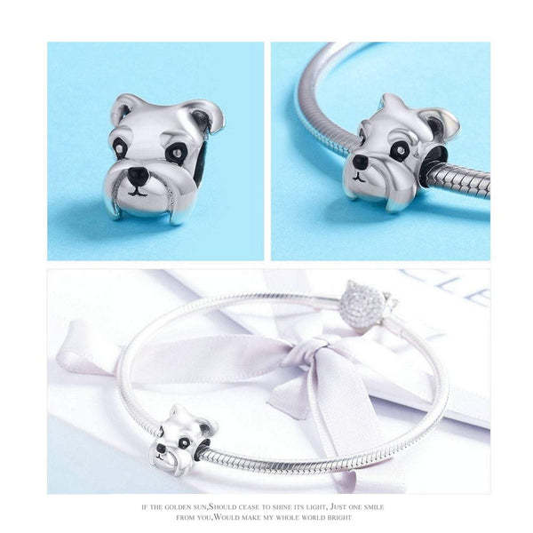 925 Sterling Silver Schnauzer Dog Bead Fits Pandora Charm Bracelet Pendant