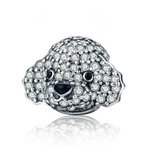 925 Sterling Silver Zircon Dog Bead Fits Pandora Charm Bracelet Pendant