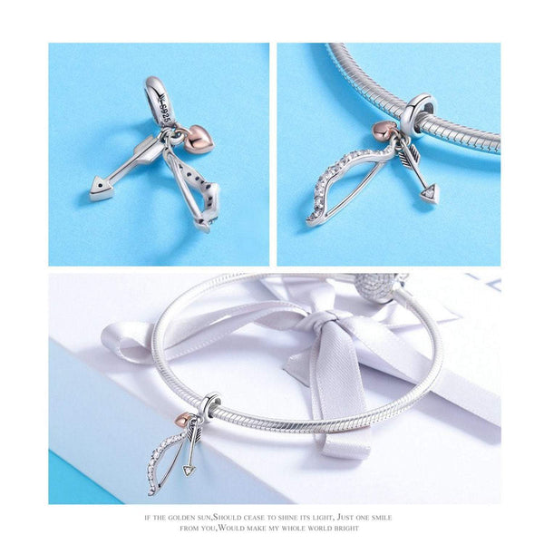 925 Sterling Silver Cupid's Sword Bead Fits Pandora Charm Bracelet Pendant