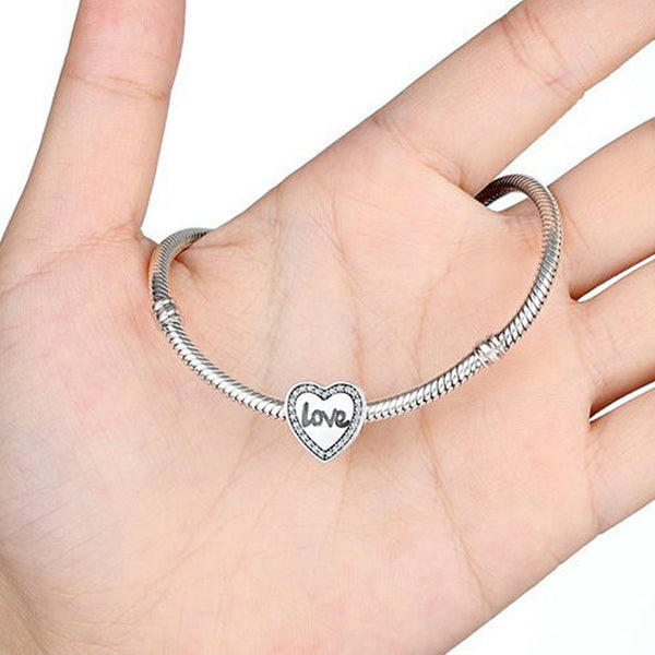 925 Sterling Silver Love Charm Fits Pandora Charm Bracelet Pendant