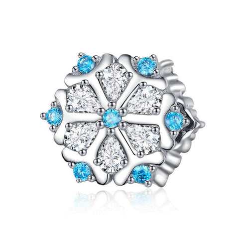 925 Sterling Silver Blue Snowflake Charm Fits Pandora Charm Bracelet Pendant