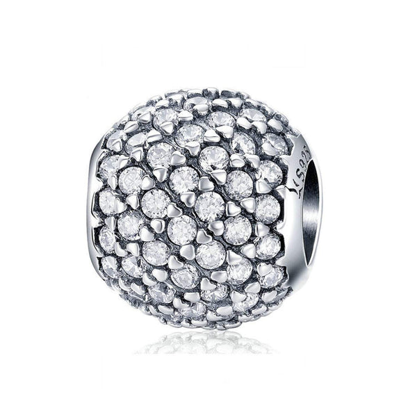 925 Sterling Silver Elegant Zircon Bead Charm Fits Pandora Charm Bracelet Pendant