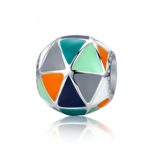 925 Sterling Silver Colorful Geometrical Shape Bead Charm Fits Pandora Charm Bracelet Pendant