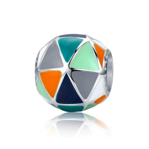 925 Sterling Silver Colorful Geometrical Shape Bead Charm Fits Pandora Charm Bracelet Pendant