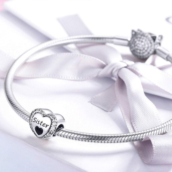 925 Sterling Silver Sister Charm Bead Fits Pandora Charm Bracelet Pendant