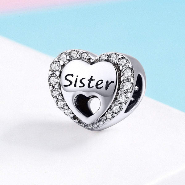 925 Sterling Silver Sister Charm Bead Fits Pandora Charm Bracelet Pendant