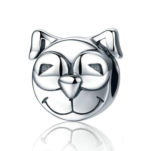 925 Sterling Silver Happy Dog Animal Bead Charm Fits Pandora Charm Bracelet Pendant