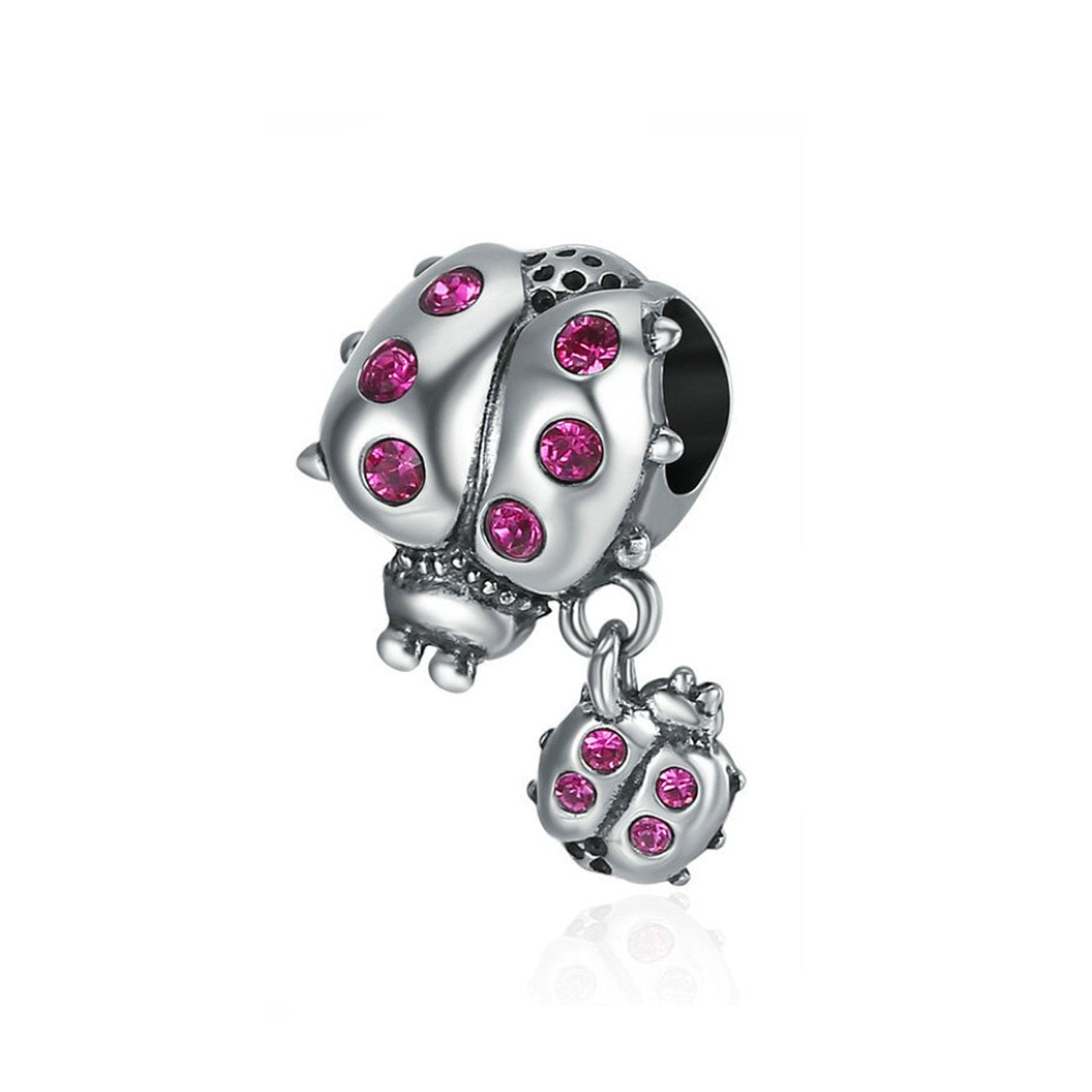 925 Sterling Silver Pink Ladybug Bead Charm Fits Pandora Charm Bracelet Pendant