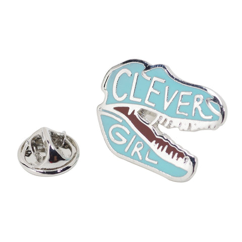 Clever Girl Blue Crocodile Enamel Pin With Gift Box