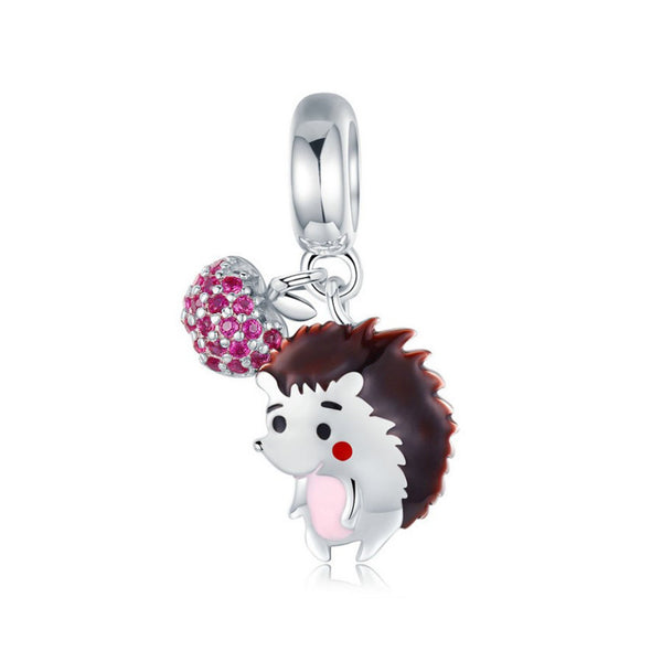 925 Sterling Silver Cute Hedgehog Animal Bead Charm Fits Pandora Charm Bracelet Pendant
