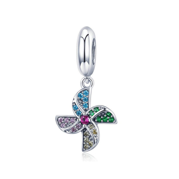 925 Sterling Silver Colorful Windmill Bead Charm Fits Pandora Charm Bracelet Pendant