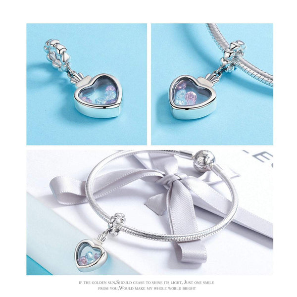 925 Sterling Silver Heart Shape Crown Bead Charm Fits Pandora Charm Bracelet Pendant