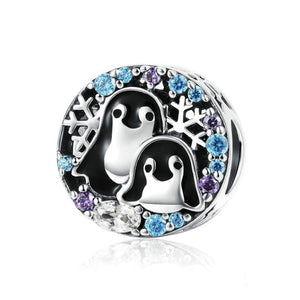 925 Sterling Silver Penguin Animal Bead Charm Fits Pandora Charm Bracelet Pendant