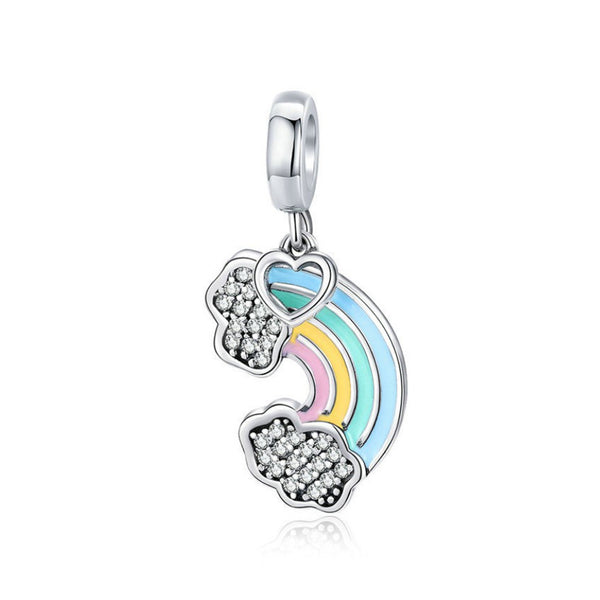 925 Sterling Silver Rainbow Bead Charm Fits Pandora Charm Bracelet Pendant