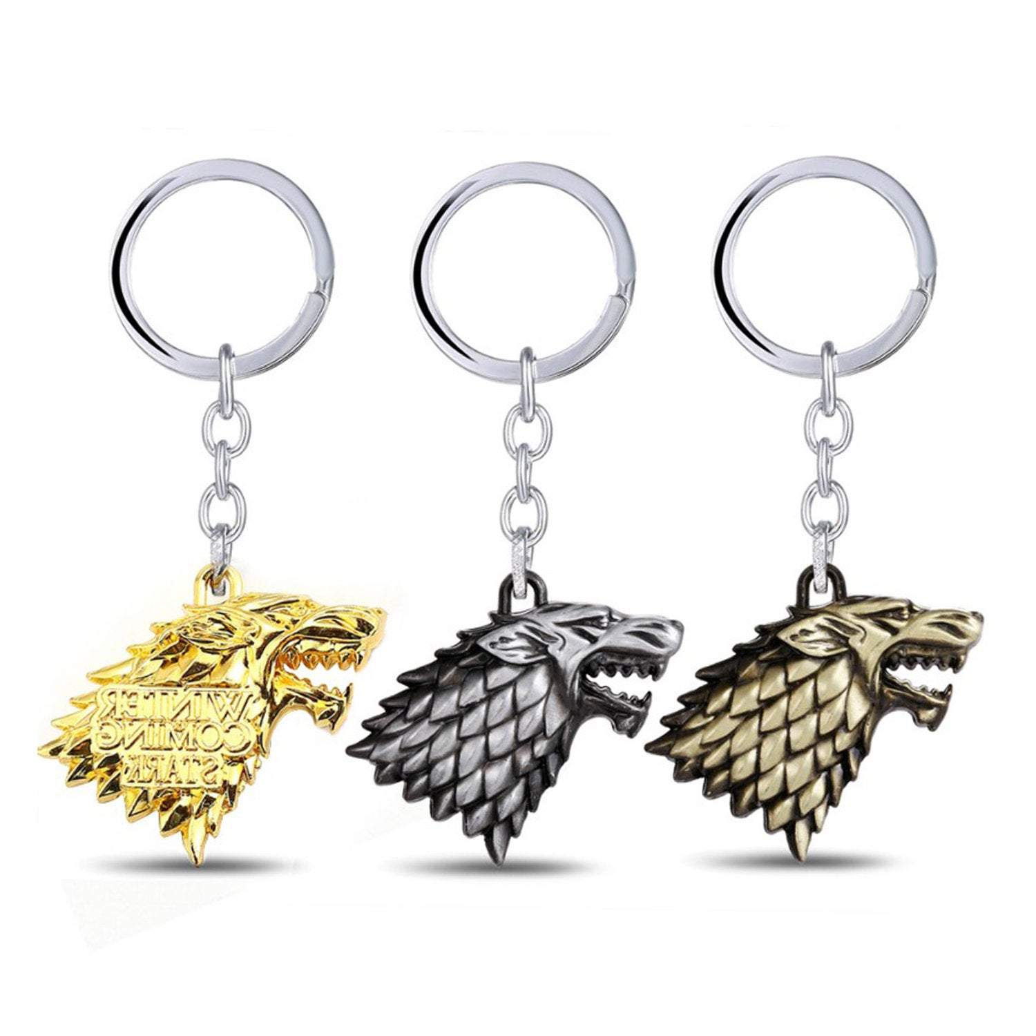 Game of Thrones Stark Direwolf Sigil Key Chain House Stark of Winterfell Wolf Key Chain