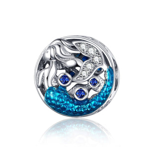 925 Sterling Silver Blue Mermaid Tail Charm Bead Fits Pandora Charm Bracelet Pendant