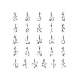 925 Sterling Silver Initial Letter Charm Bead Fits Pandora Charm Bracelet Pendant