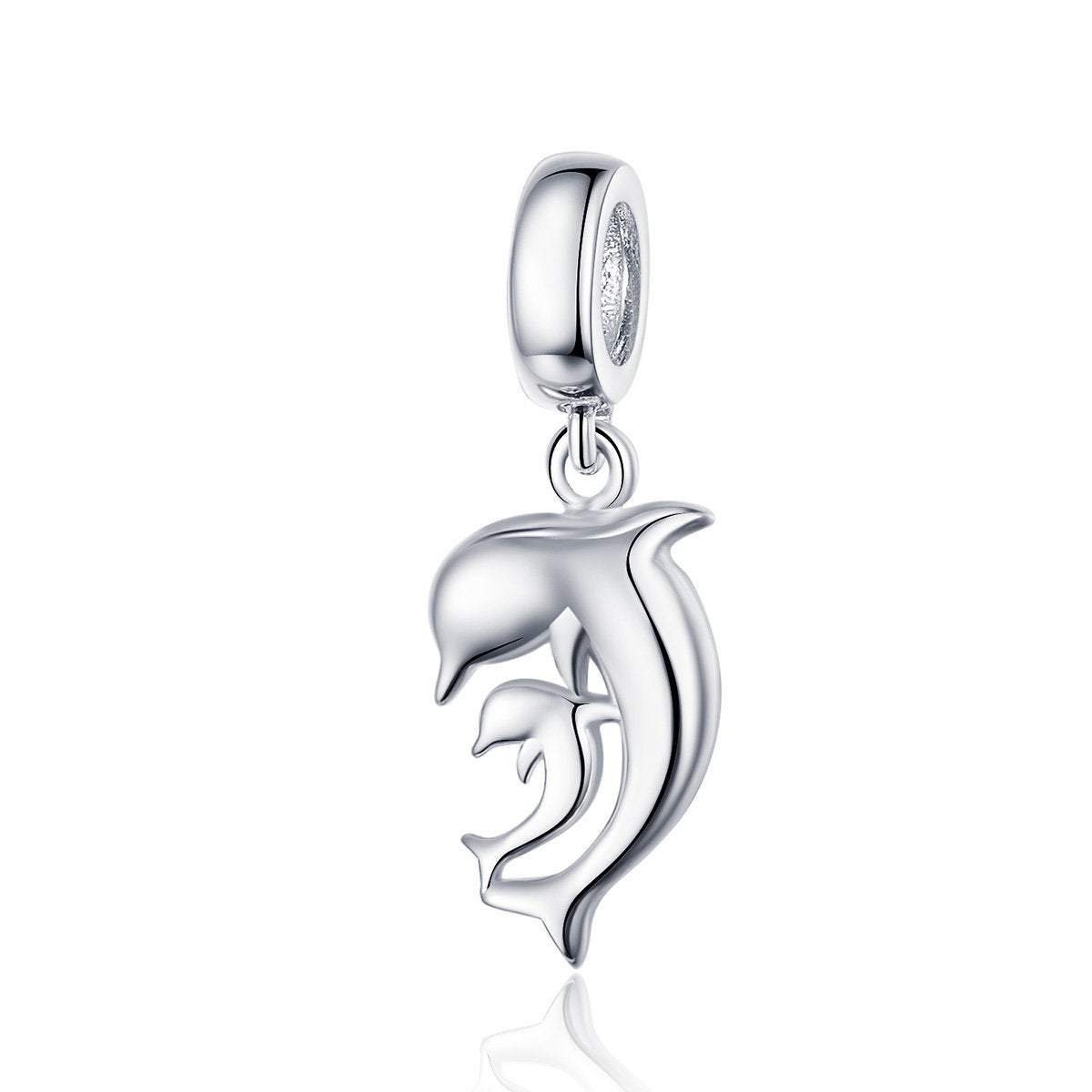 925 Sterling Silver Dolphin Charm Bead Fits Pandora Charm Bracelet Pendant