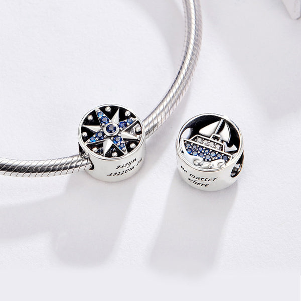 925 Sterling Silver Blue Boat Charm Bead Fits Pandora Charm Bracelet Pendant