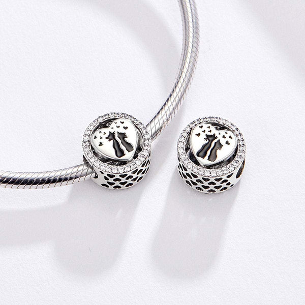 925 Sterling Silver Beloved Cat Charm Bead Fits Pandora Charm Bracelet Pendant