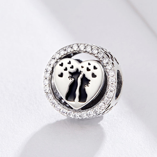 925 Sterling Silver Beloved Cat Charm Bead Fits Pandora Charm Bracelet Pendant