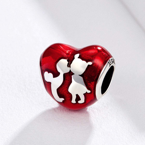 925 Sterling Silver Boy Kiss Girl Charm Bead Fits Pandora Charm Bracelet Pendant