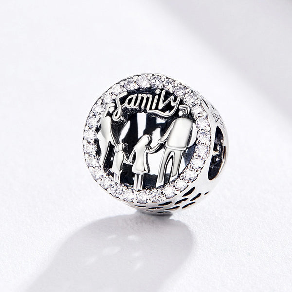 925 Sterling Silver Family Charm Bead Fits Pandora Charm Bracelet Pendant