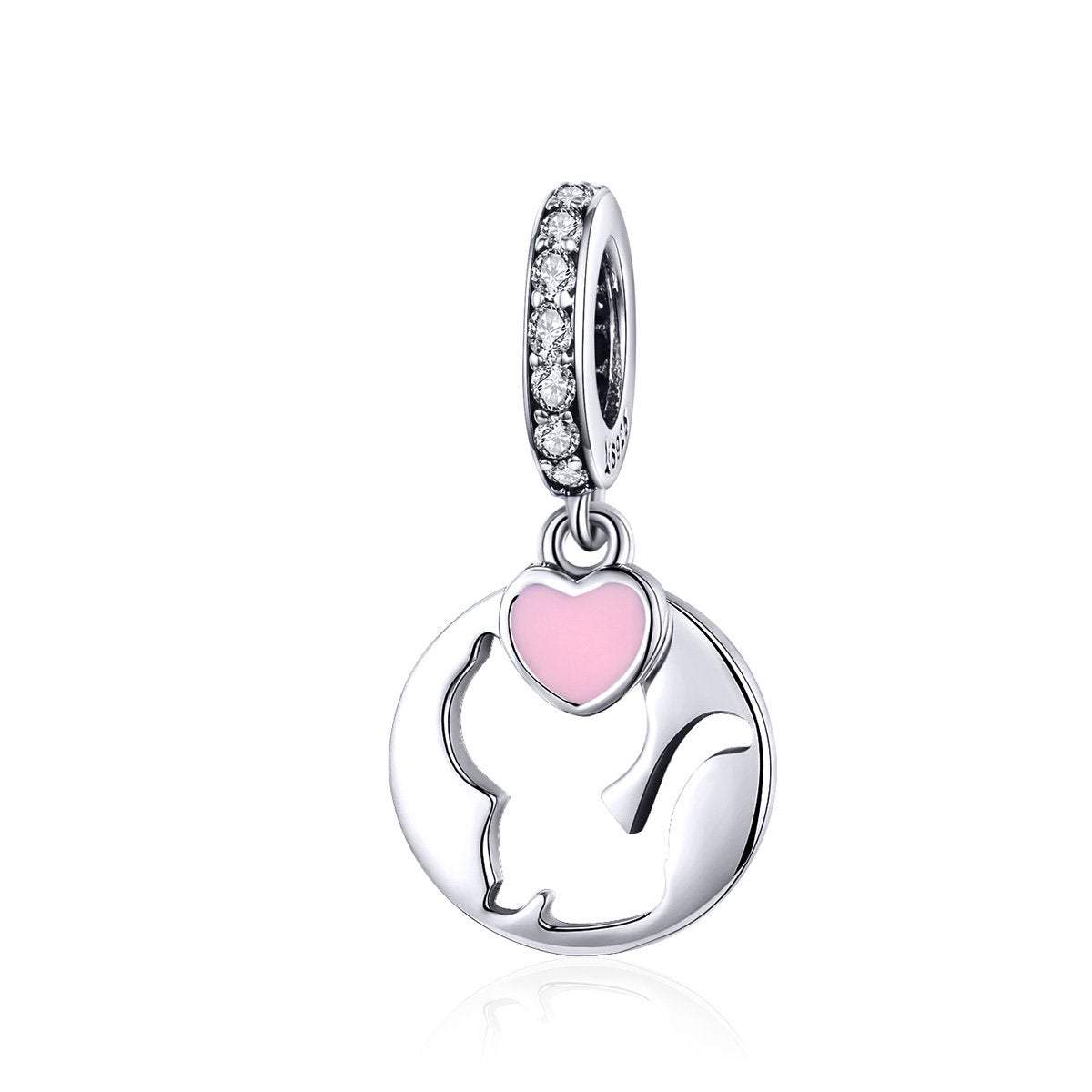 925 Sterling Silver Lovely Cat Charm Bead Fits Pandora Charm Bracelet Pendant