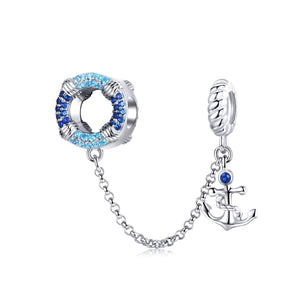 925 Sterling Silver Anchor and Sword Charm Bead Fits Pandora Charm Bracelet Pendant