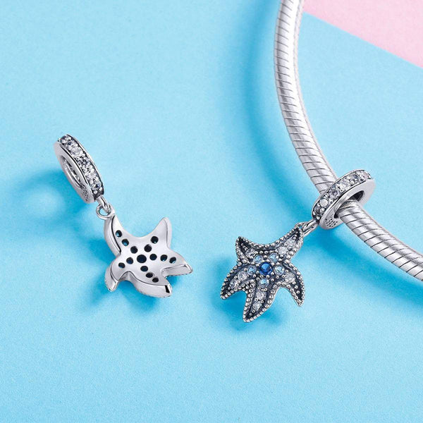 925 Sterling Silver Starfish Charm Bead Fits Pandora Charm Bracelet Pendant